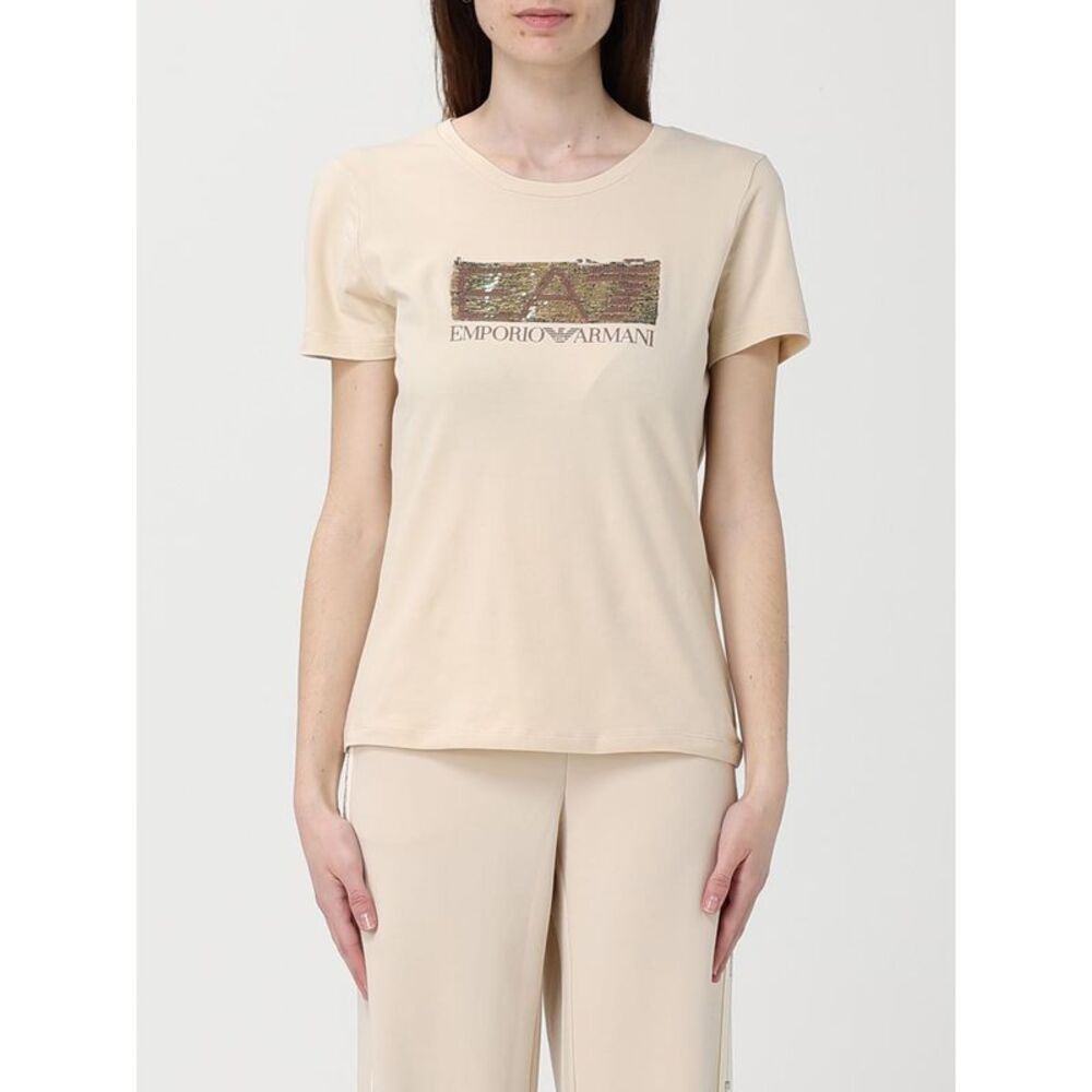 Ea7 Women Cotton T-Shirts With Sequin Logo Ea7